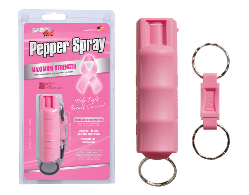 Pink Key Case Pepper Spray - Breat Cancer